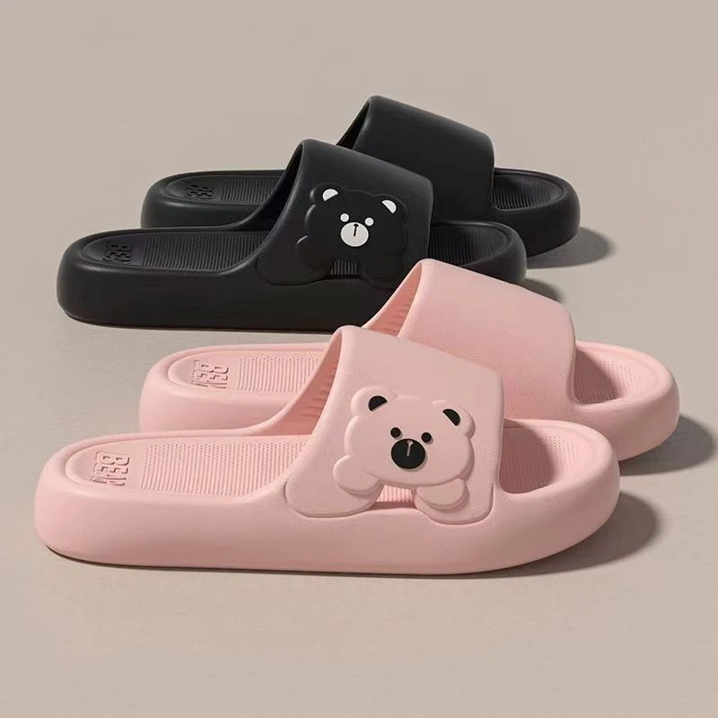 Sommer-Hausschuhe mit Cartoon-Bär für Damen, leicht, weich, EVA-Slides, für Damen, Komfort, Zuhause, Badezimmer, rutschfeste Hausschuhe