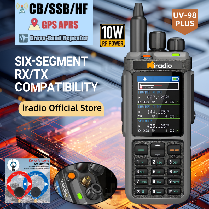 Iradio UV-98 PLUS Air Band Walkie Talkie Cross Band Repeater 2.4"large scree USB LSB CW CB SW MW LW SSB HF Multi Band Ham Radio