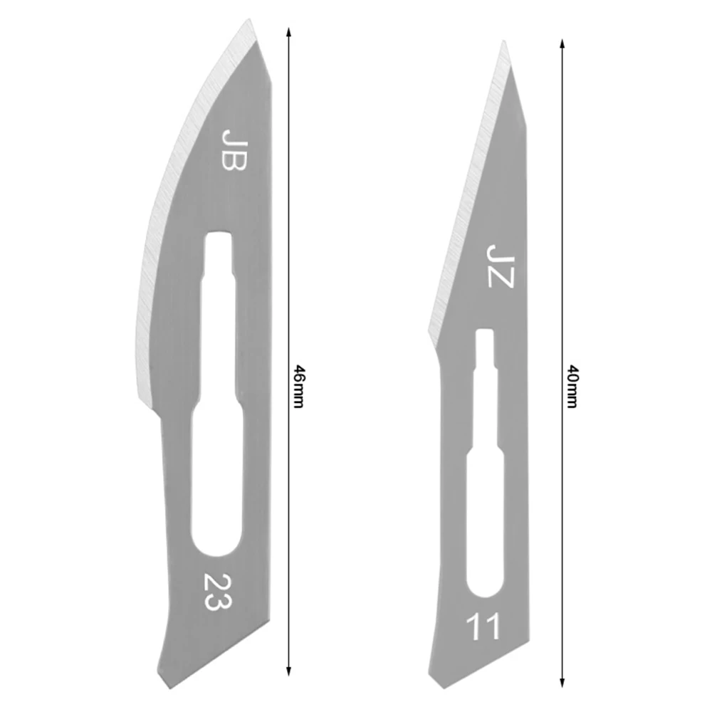 10 ชิ้น 11 #   23 #   เหล็กคาร์บอนใบมีดผ่าตัด + 1 PC Handle Scalpel DIY ตัดเครื่องมือ PCB ซ่อมสัตว์มีดผ่าตัดใหม่