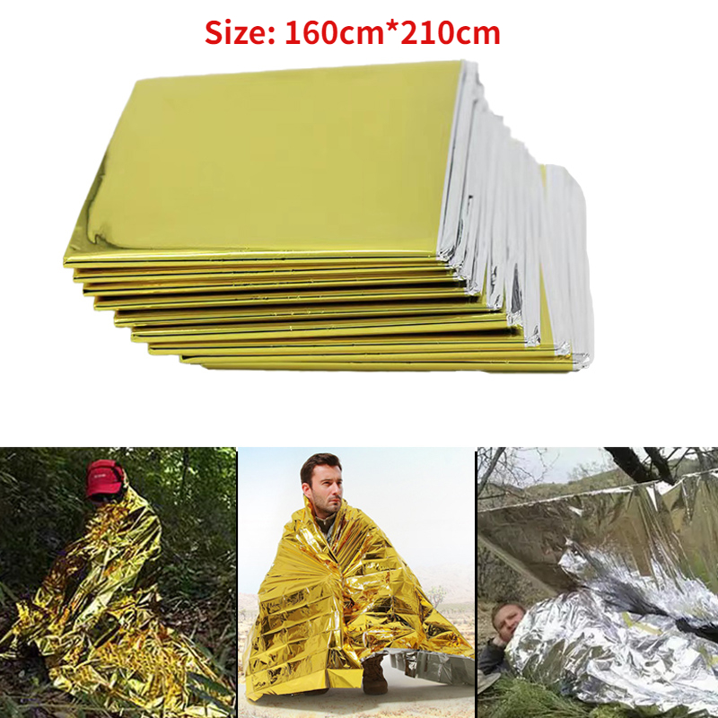 VITCOCO 160*210 ซม.ผ้าห่มฉุกเฉินต่ําอุณหภูมิกู้ภัย First Aid Kit ฉนวนกันความร้อนผ้าห่มช่วยชีวิตฉนวนกันความร้อนอุ่น