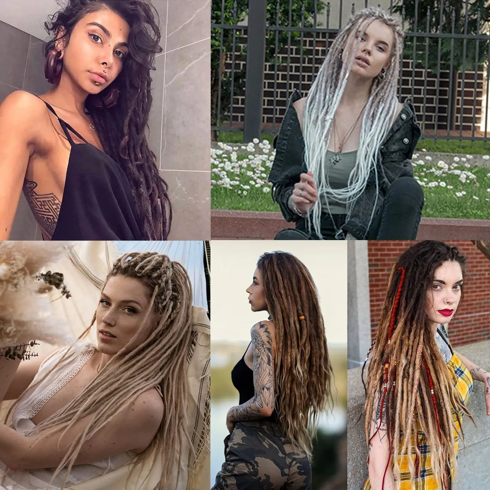 Dreadlock Wigs Double 10 Strands 24Inch Wigs For Wonmen Dreadlock Extensions Hairpiece For Daily Use Synthetic Dark Brown Wigs