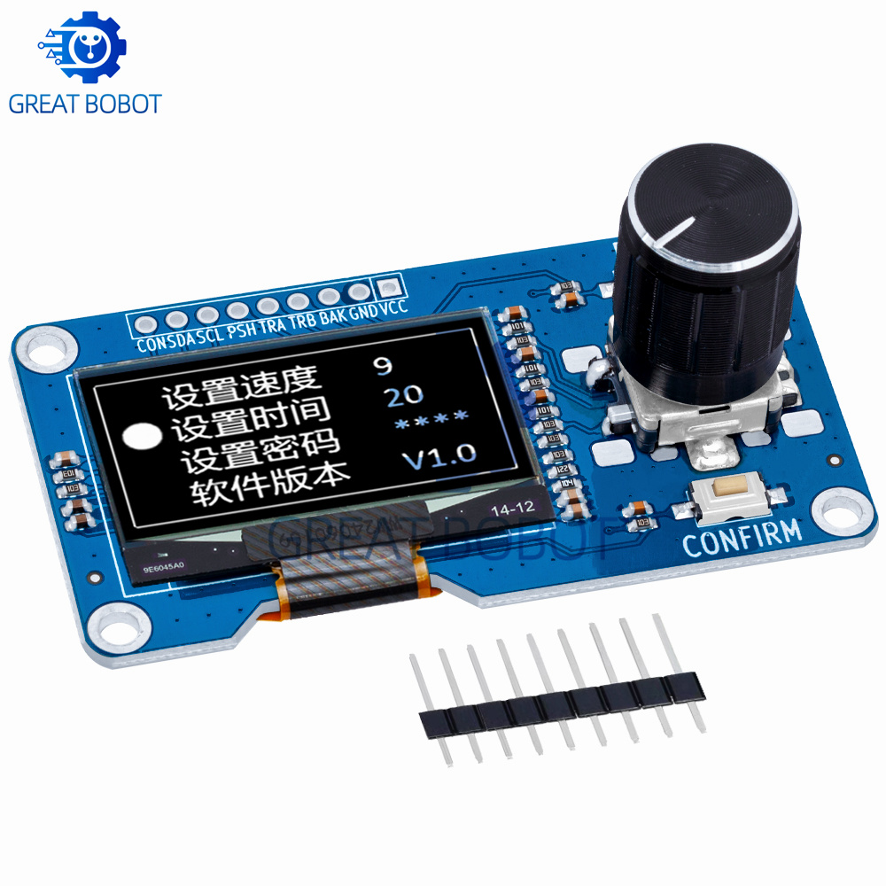 BS 0.96/1.3 inch White Blue oled display screen combined with EC11 rotary encoder module IIC interface for arduino