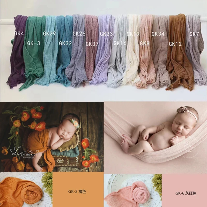 Seersucker Wrap ทารกแรกเกิดการถ่ายภาพ Props ผ้าฝ้ายนุ่มผ้าห่มเด็ก Swaddle ทารกสตูดิโอถ่ายภาพตะกร้าฉากหลังอุปกรณ์เสริม