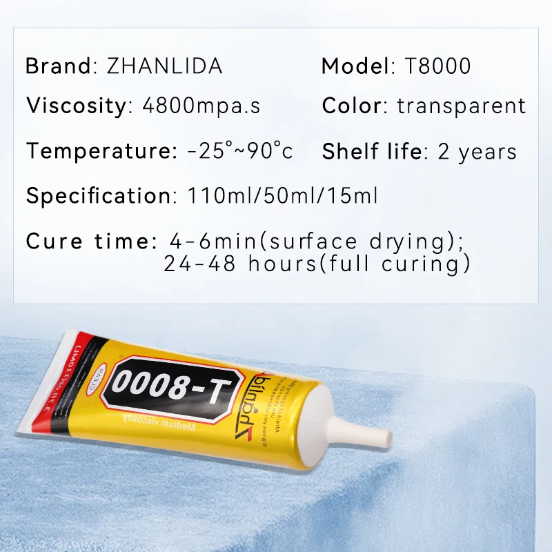Zhanlida t8000 colle de Contact transparente pour téléphone composants électroniques bijoux bricolage verre plastique avec pointe applicateur de précision