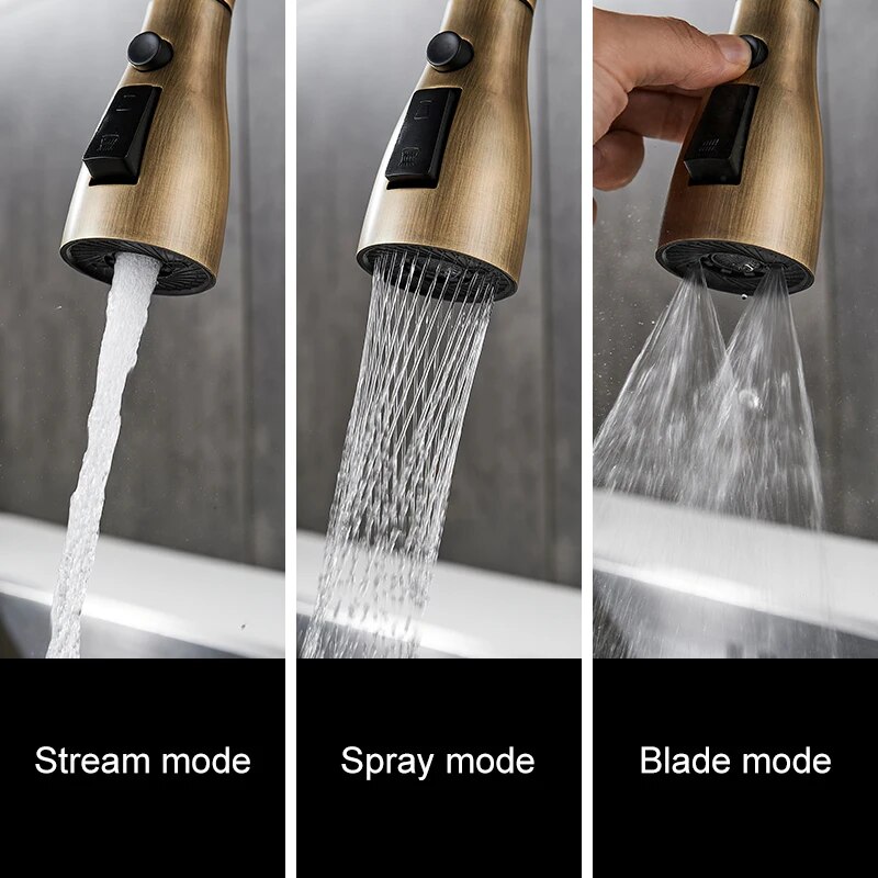 Küchen armaturen ziehen antike Bronze Küchen spüle Wasser mischer Wasserhahn Kran Wasserhahn heiß kalt mit Sprüh gerät el9021