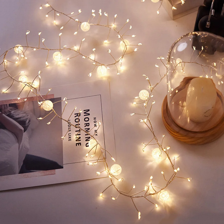6m 120leds Kristall Crack Ball String Lichter 8 Modi Feuerwerks körper Lichterketten für Weihnachten Girlande Party Hochzeit Schlafzimmer Dekor