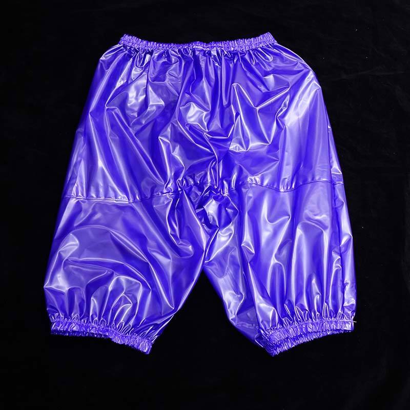 Shorts de cintura elástica à prova d'água de PVC para praia de verão
