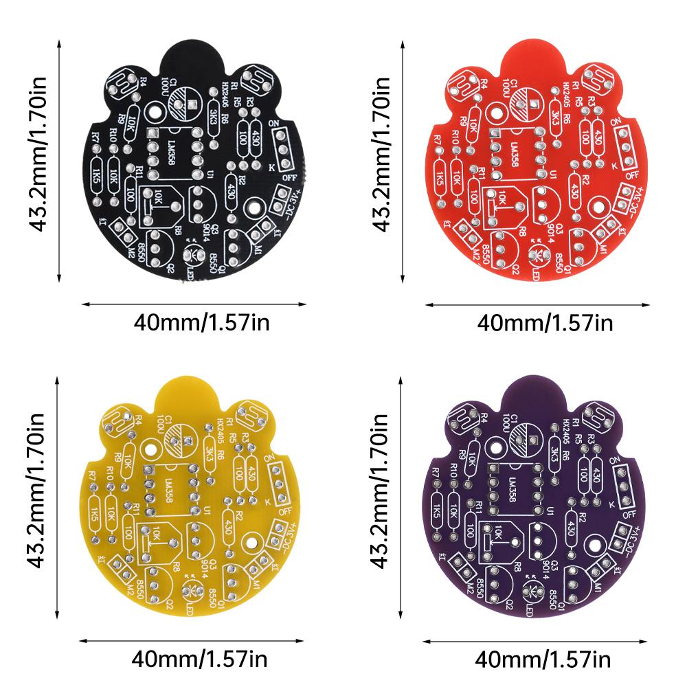 1 Set Light-Sensitive Mobile Robot DIY Kit Firefly DIY Parts Tail Breathing Light Fun Electronic Spare Parts