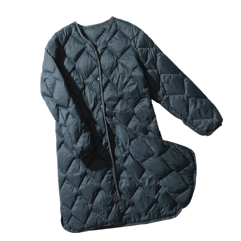 Veste longue en duvet de canard blanc ultraléger pour femme, col en V Argyle, vêtements d'extérieur décontractés, manteau d'automne et d'hiver, nouvelle mode, Schincompatible, 2023