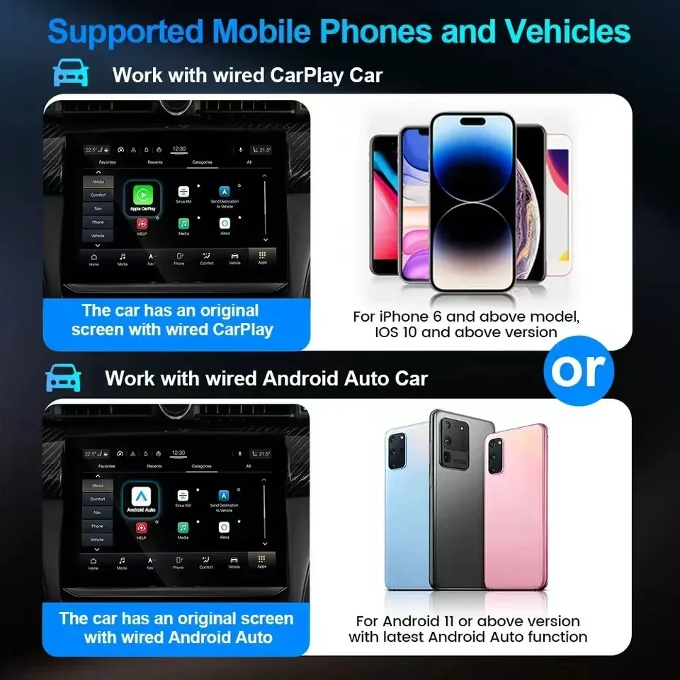 Adaptador Carplay inalámbrico 3 en 1 Smart Ai Box Android Auto Apple Carplay reproductor Multimedia de coche para Youtube Netflix para Mazda Kia VW