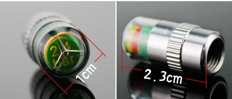 2/4 stuks autobandenspanningsindicator bandenspanningsmeter indicator alert monitoring ventieldop sensor externe klepdetectie