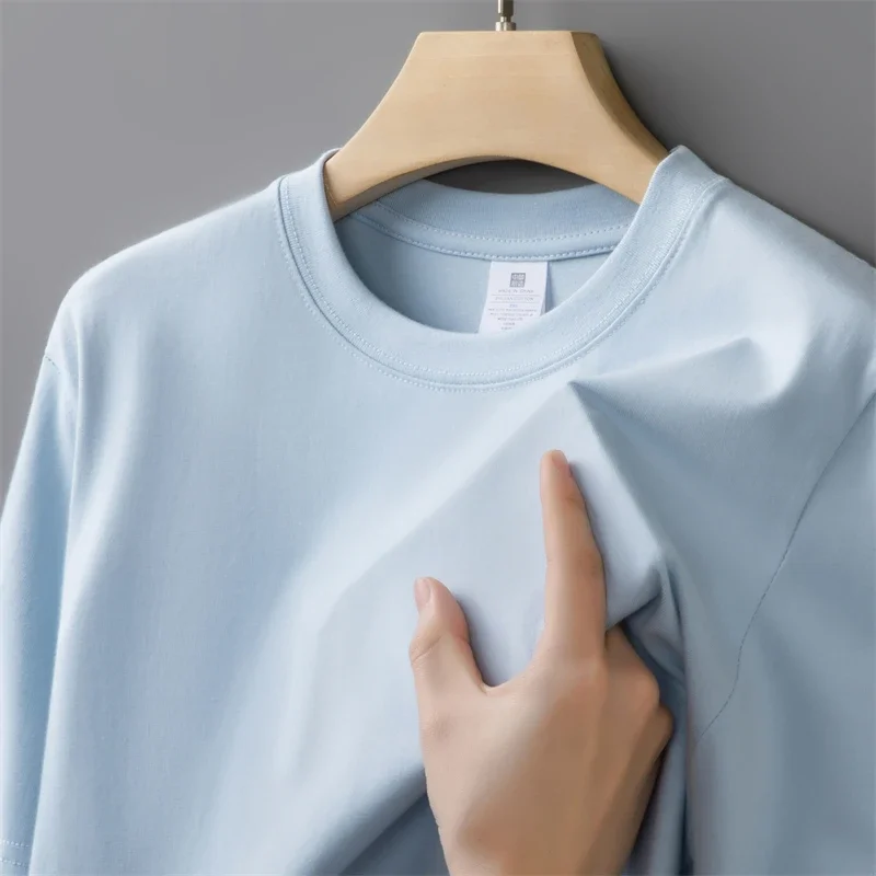 T-shirt girocollo spessa oversize da uomo 230g T-shirt estiva a maniche corte T-shirt versatile casual in puro cotone tinta unita