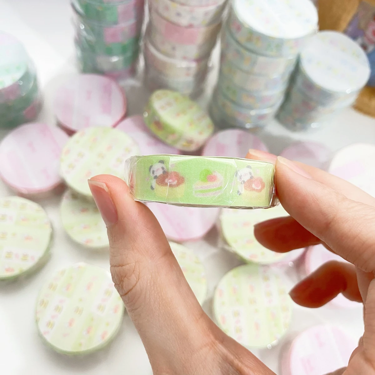 Kawaii Deco Washi เทปสําหรับสมุดภาพเครื่องเขียน DIY ศิลปะหัตถกรรมน่ารัก PANDA Masking เทปกาวเทปสําหรับ scrapbooking