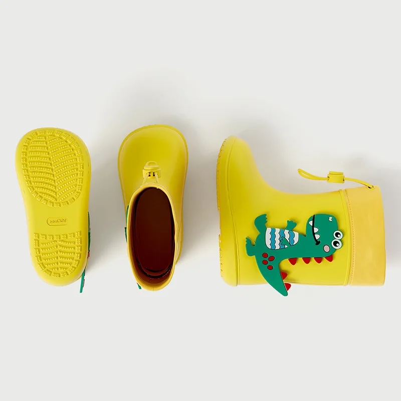 Crianças menina menino botas de chuva à prova dwaterproof água da criança botas de chuva sapatos infantis botas de borracha crianças bebê dos desenhos animados dinossauro sapatos de água botas