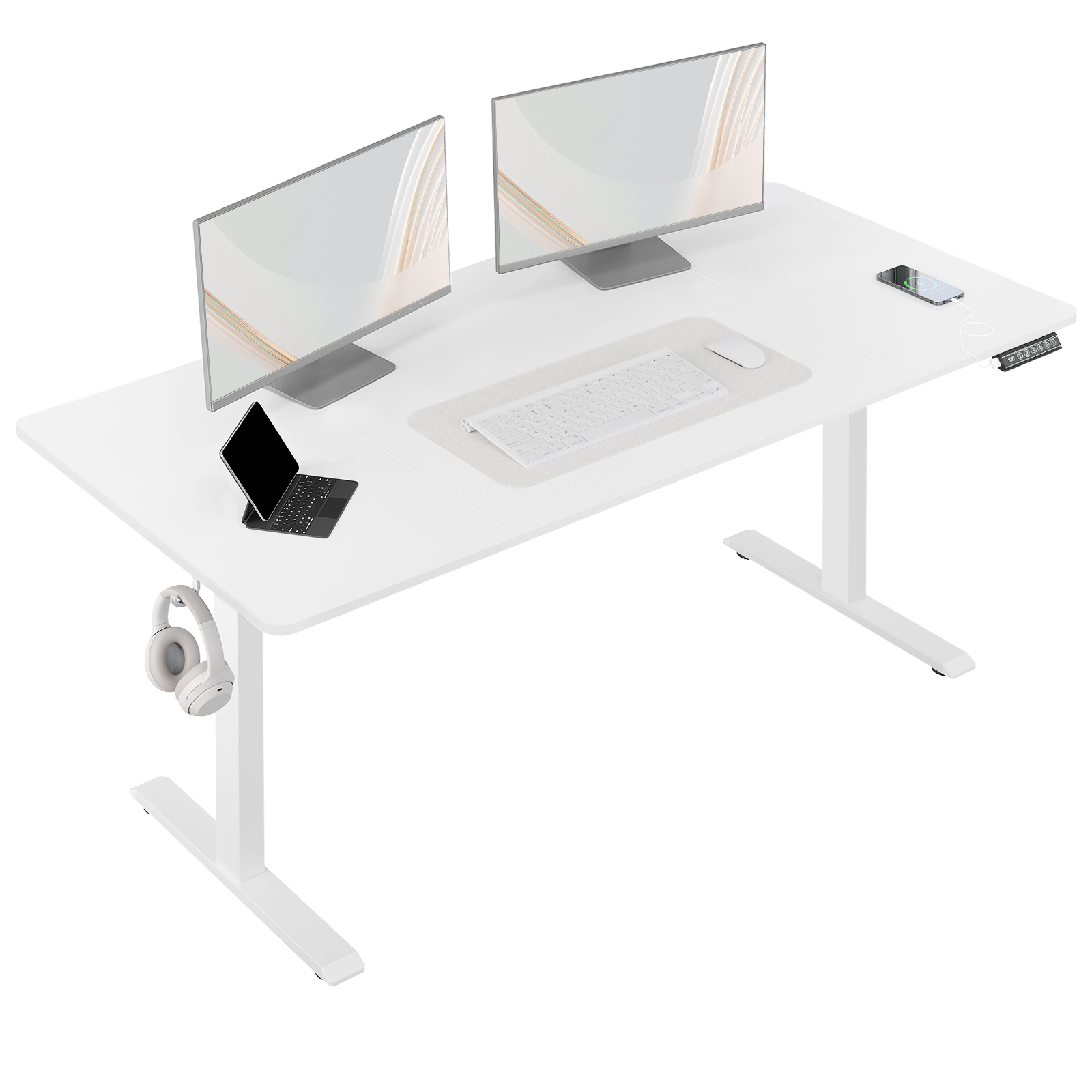 WOLTU Scrivania per computer elettrica in piedi Tavolo da lavoro ergonomico regolabile in altezza con porta di ricarica USB con controllo della memoria