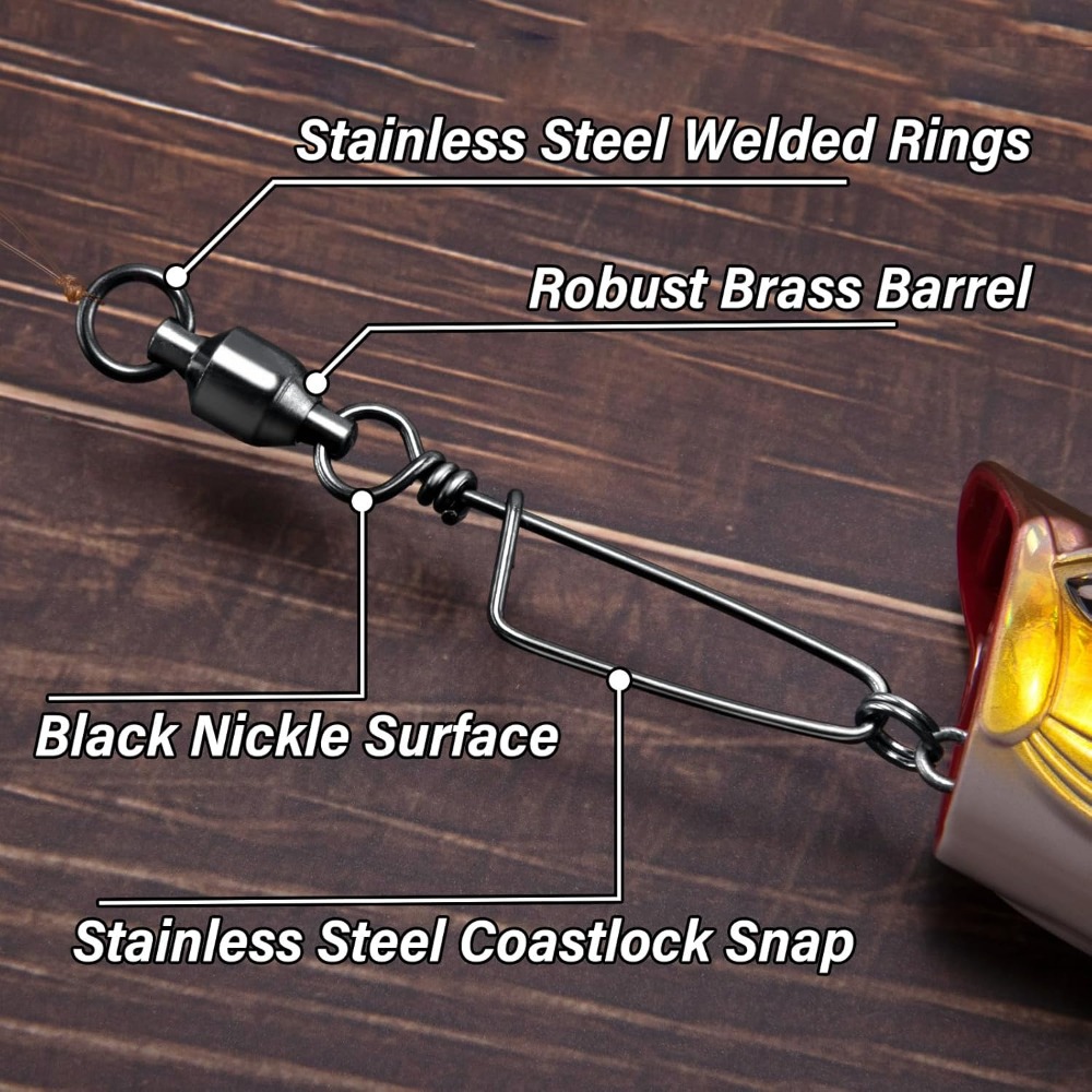 FishTrip-rodamiento de bolas giratorio de pesca, cierre de Costa de acero inoxidable, resistente a la corrosión, revestimiento de níquel negro