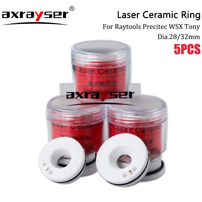 5pcs Raytools Fiber Laser Ceramic Ring D32&D28 For Bodor/Han's/HSG Brand Fiber Laser Cutting Machine Parts WSX/Precitec/BOCI