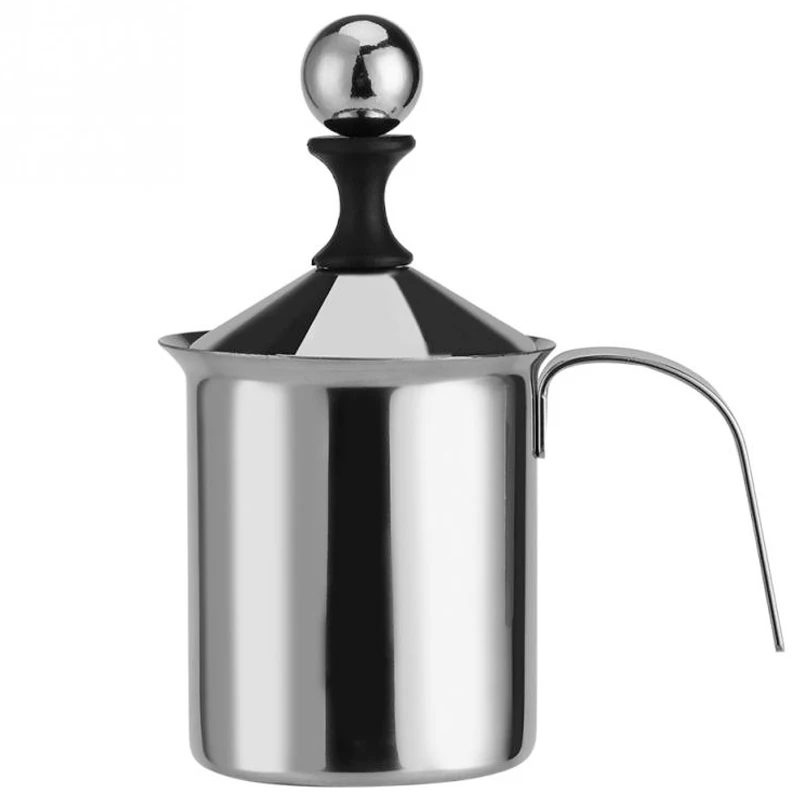 수동 우유 Frother 400/800ml 우유 크리머 스테인레스 스틸 커피 우유 Frother Cofffee 우유 주전자 계란 비터 주방 도구