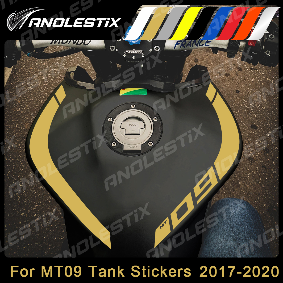Anolestix adesivos de vinil reflexivos para motocicleta, novo logotipo de decalques de curva de tanque para yamaha mt09 MT-09 fz09 FZ-09 2018 2019 2020