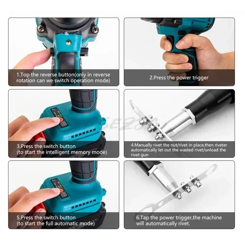 Lithium Battery Fully Automatic Riveting Gun Brushless Stainless Steel Core Pulling Rechargeable Riveting Gun