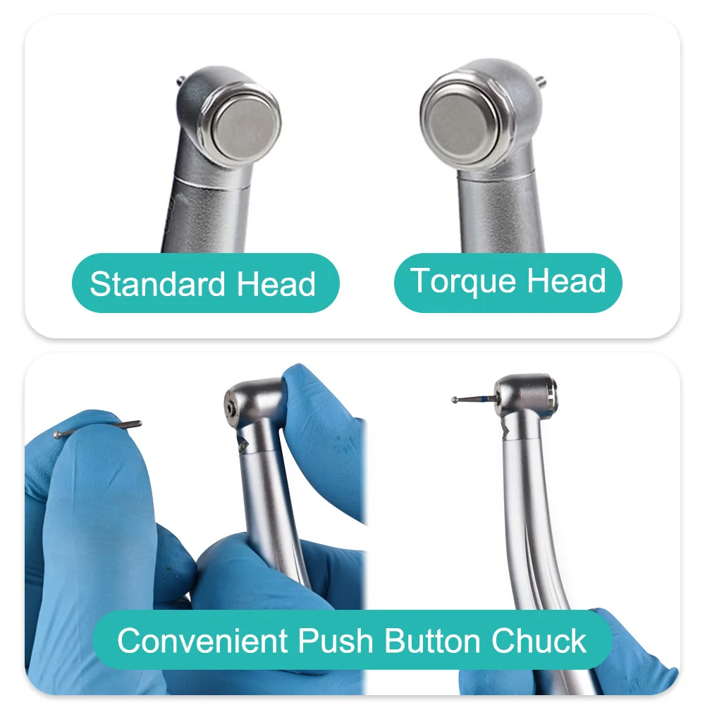 Dental LED High Speed Handstück Standard Kopf Push Button Drei Wasser Spray E-generator Air Turbine 2/4 Löcher zahnarzt Instrument