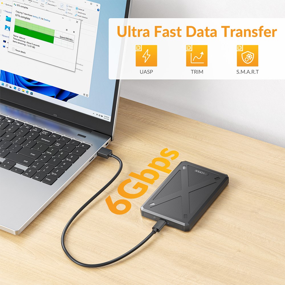 IDsonix caja de disco duro SATA de 2,5 pulgadas USB 3,1 tipo C caja de disco duro externo 6Gbps SATA SSD caja de almacenamiento de disco para HDD SSD de 7-9mm