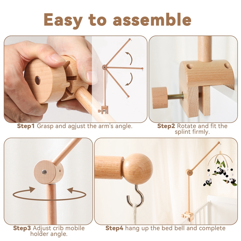 Sonajero para bebé, campana para cama, juguetes de 0 a 12 meses, soporte móvil de madera para cama de ganchillo para recién nacido, soporte para juguetes colgantes, juguetes para cuna infantil