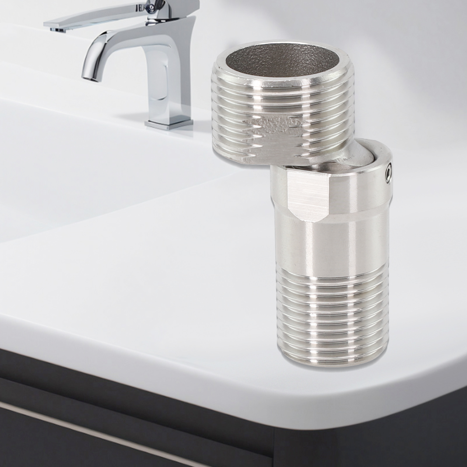 Grifo ajustable de 360 grados, pie curvo en ángulo, tornillo excéntrico, adaptador de grifo de esquina, accesorios para grifos de cocina