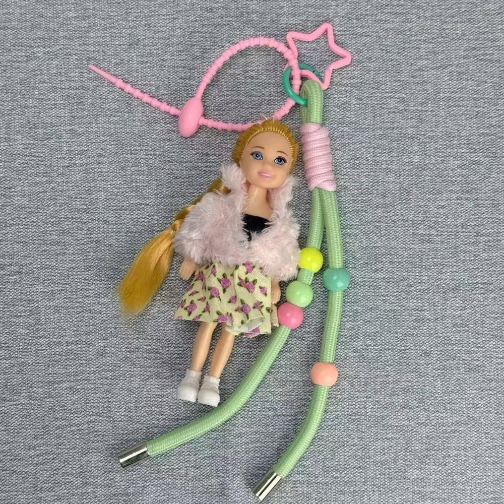 Princess Doll Pendant Keychain Backpack Hanging Ornament DIY Change Clothes Bag Charm Car Key Ring Bag Decor for Doll