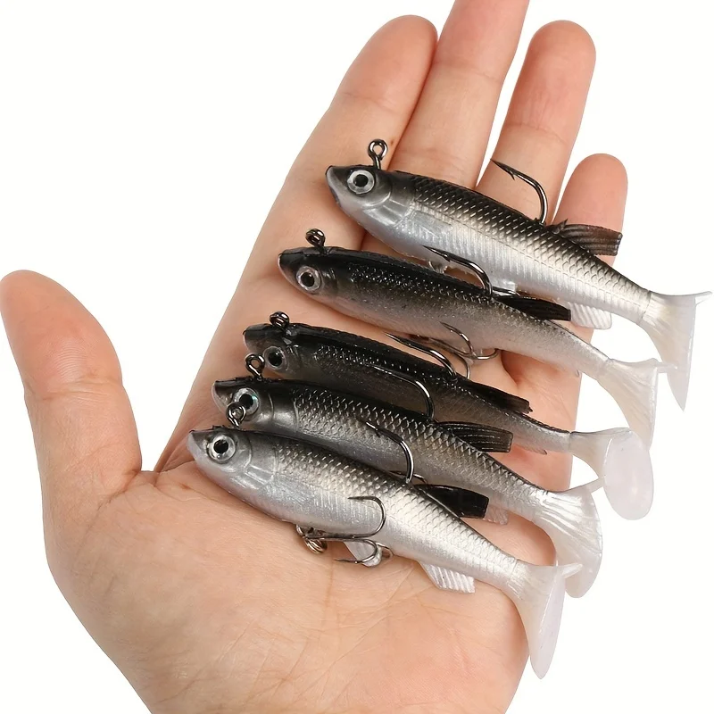 5 unids/lote anzuelo de silicona suave juego de cebo Swimbait 8cm 12,5g Wobblers de pesca cebos de goma artificiales para Lucio señuelo de lubina aparejos