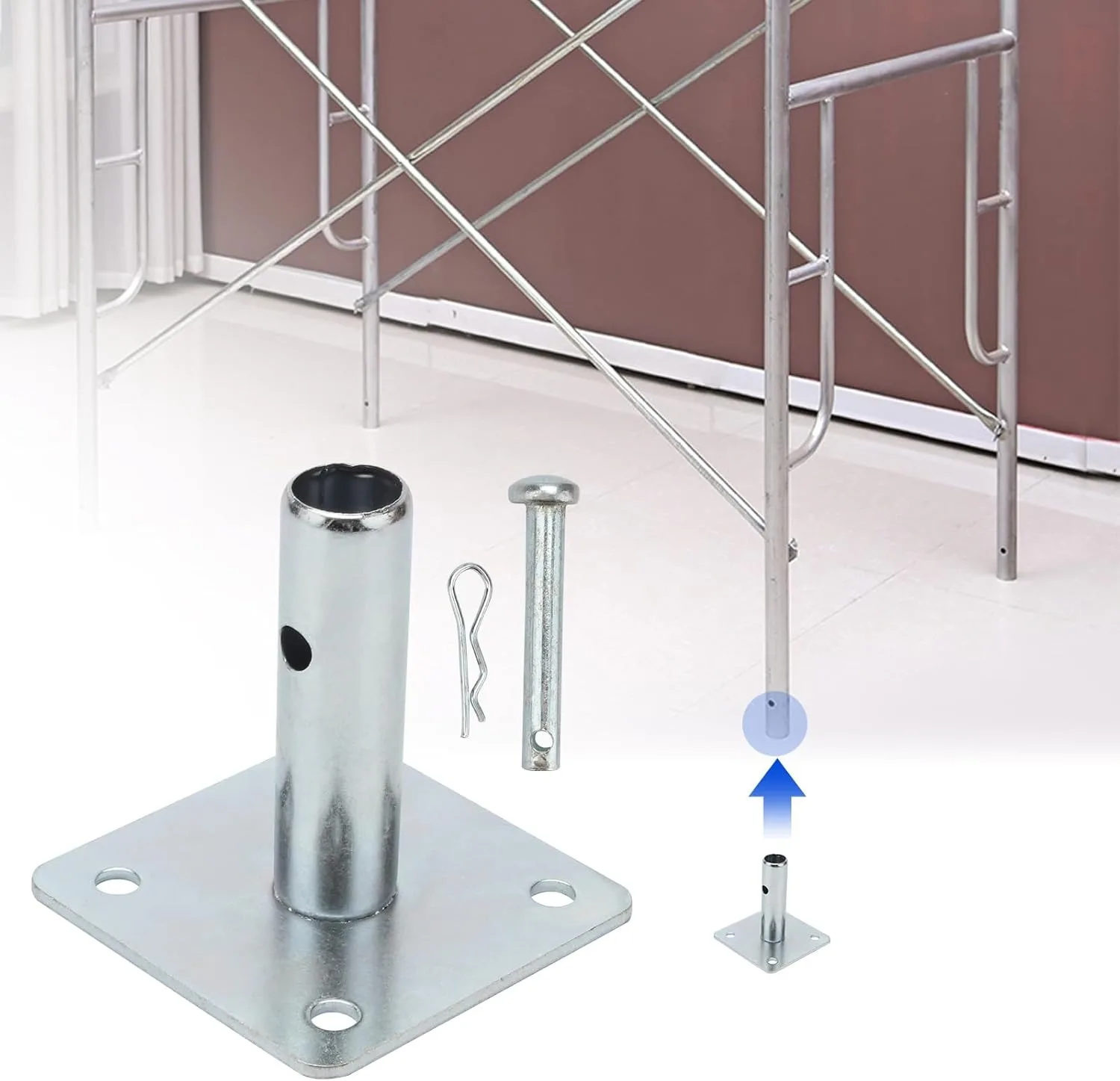 Galvanized Scaffold Base with Pin, Square Scaffold Base Plates, Scaffolding Parts for Construction