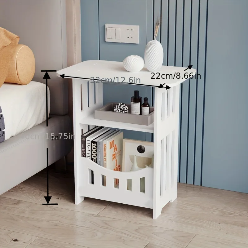 Tavolo portaoggetti moderno in legno in stile nordico: organizer multiuso per comodino e soggiorno, materiale in legno non impermeabile
