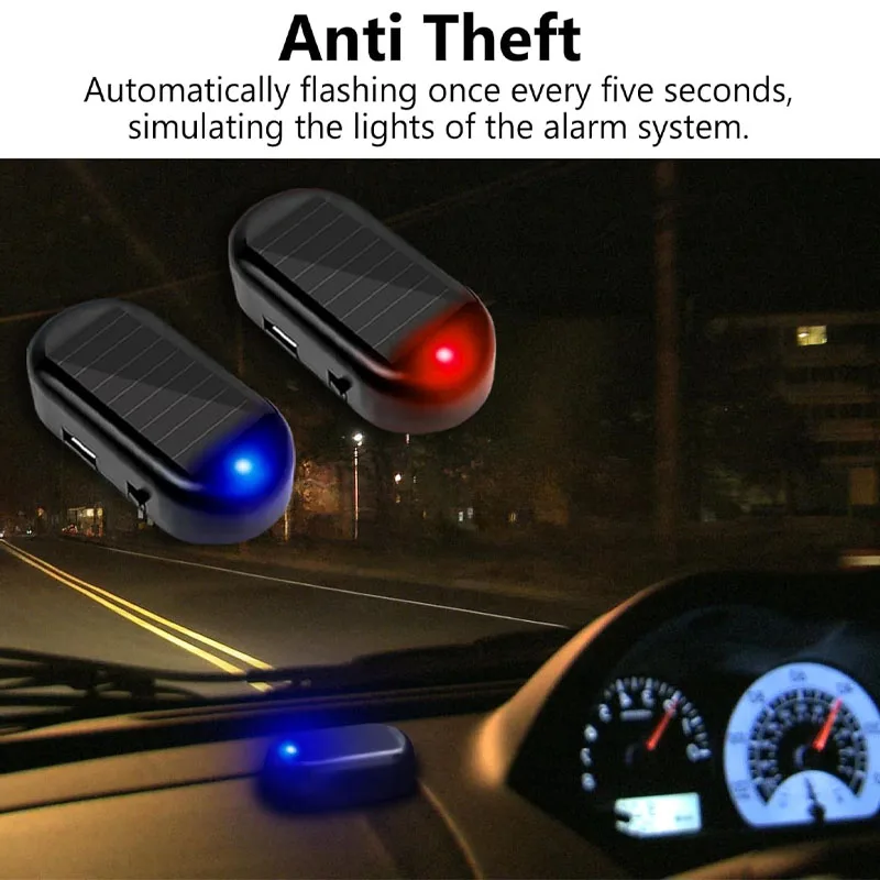 1/2 pçs carro falso luz de segurança movido a energia solar simulado manequim alarme sem fio lâmpada aviso led piscando anti roubo lâmpada cuidado