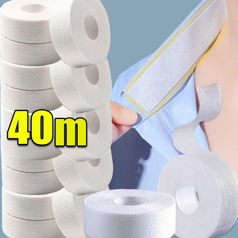 Almofada absorvente de suor para colarinho, 8-40m, descartável, autoadesiva, respirável, camiseta branca, gola, chapéu, adesivo absorvente