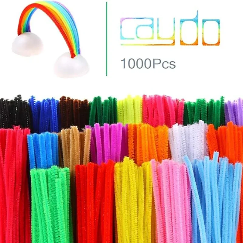 100/50Pcs Chenille Stems Bulk 22 Colors Chenille Pipe Cleaner Stems Kids Art and Crafts Projects and Decorations(6 mm x 12 inch)