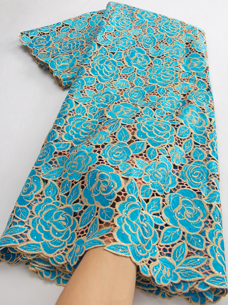 2025 High Quality African Water Soluble Lace Fabric Nigerian Stones Guipure Cord Lace for Women Wedding Dresses Sew,2.5Yards3572