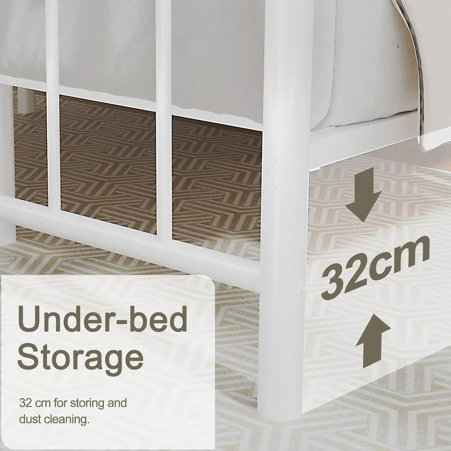 4ft6 Double Bed Frame, Metal Platform with Victorian Style Headboard, Heavy Duty Steel Slat Support, No Box Spring Needed