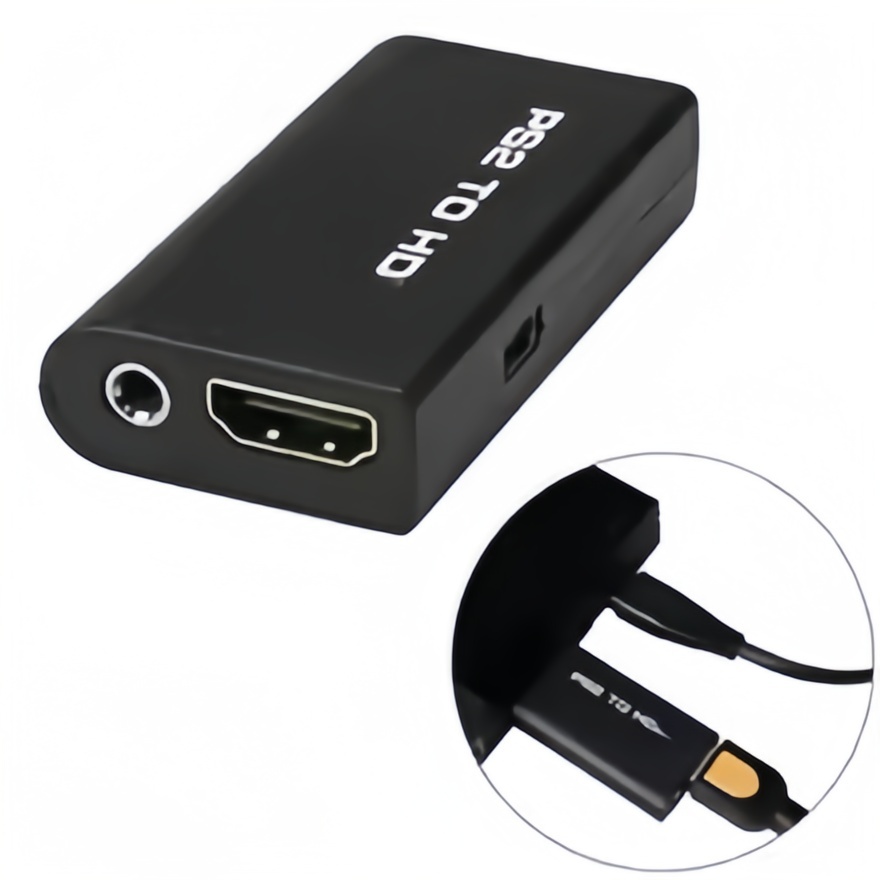 PS2 to HDMI Converter - 1080P Full HD Adapter with 3.5mm Audio Output, Supports 480i/480p/576i & All PS2 Display Modes