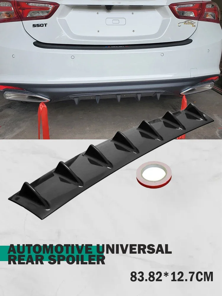 3 Stück Universal-Stoßstangenspoiler, Diffusor, glänzend schwarz, 7 Flügel, Haifischflossen-Stil, Unterkörperlippe