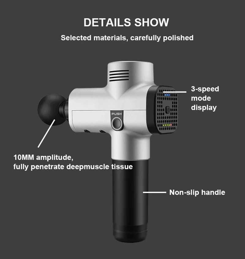 Phoenix a2 pistola de massagem relaxamento muscular massageador de tecidos profundos terapia dinâmica vibrador moldar alívio da dor massageador de pés traseiros