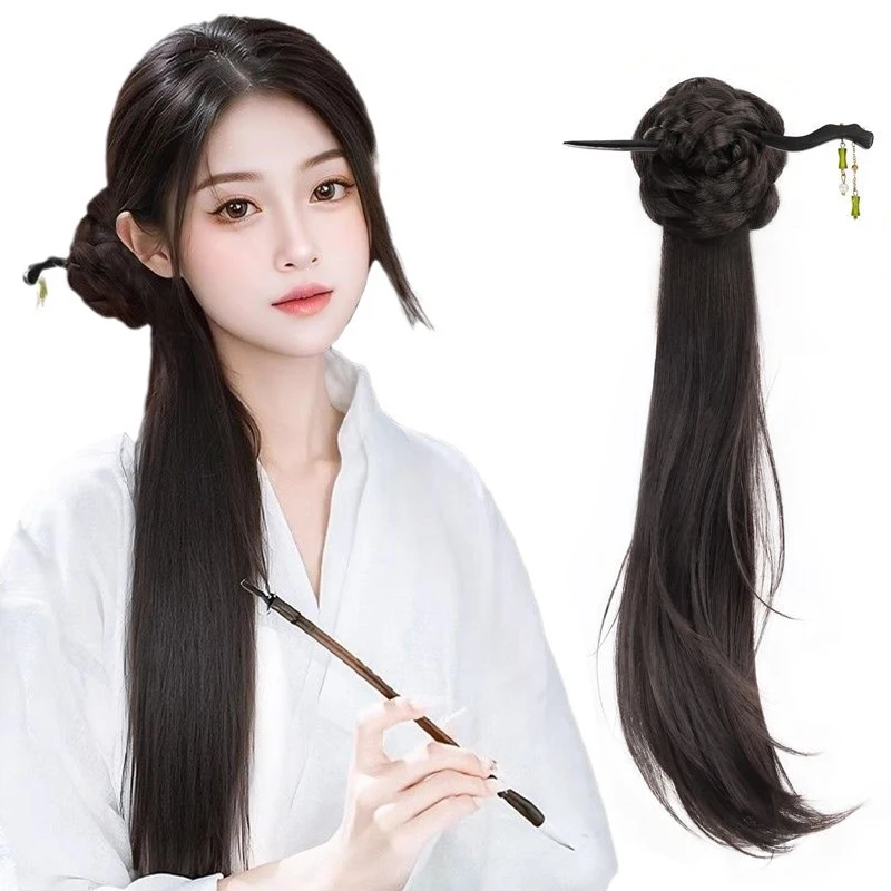 Grampo de cabelo rabo de cavalo extensões de cabelo 18 Polegada ondulado garra clipe rabo de cavalo cabelo sintético estilo chinês rabo de cavalo lateral com mini garra clipes