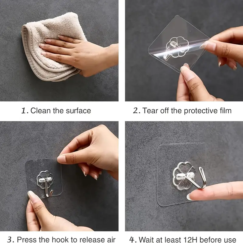Ganchos de pared autoadhesivos transparentes, gancho de pared multiusos resistente, soporte para llaves, toallero para accesorios de cocina y baño