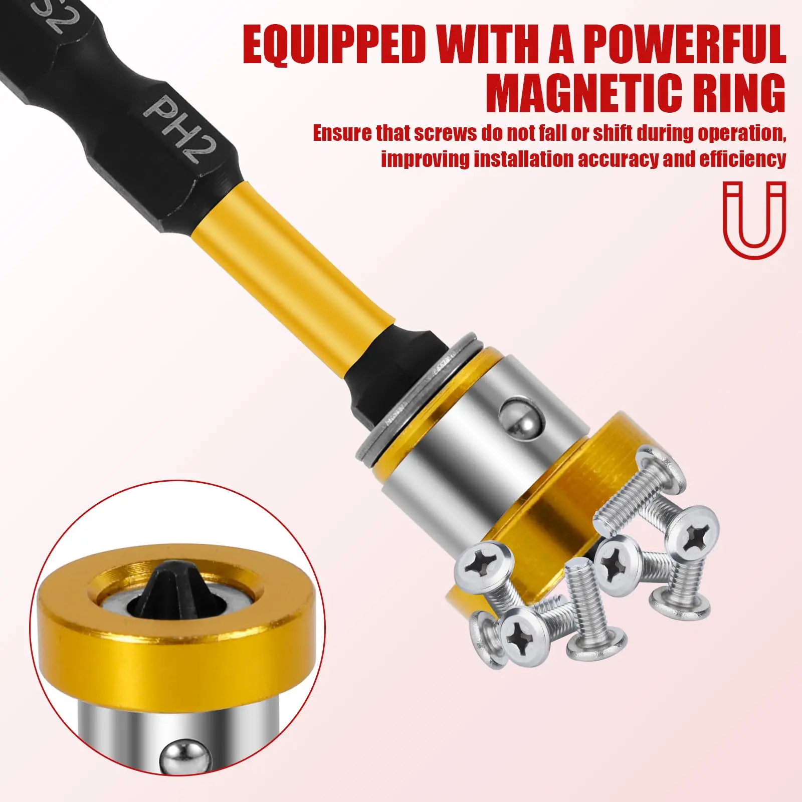 Rafford Magnetic Drywall Screwdriver Bit Set, 1/4" Hex Shank, Phillips Head for Hand/Power Drills, Rust-Resistant Plated Metal,