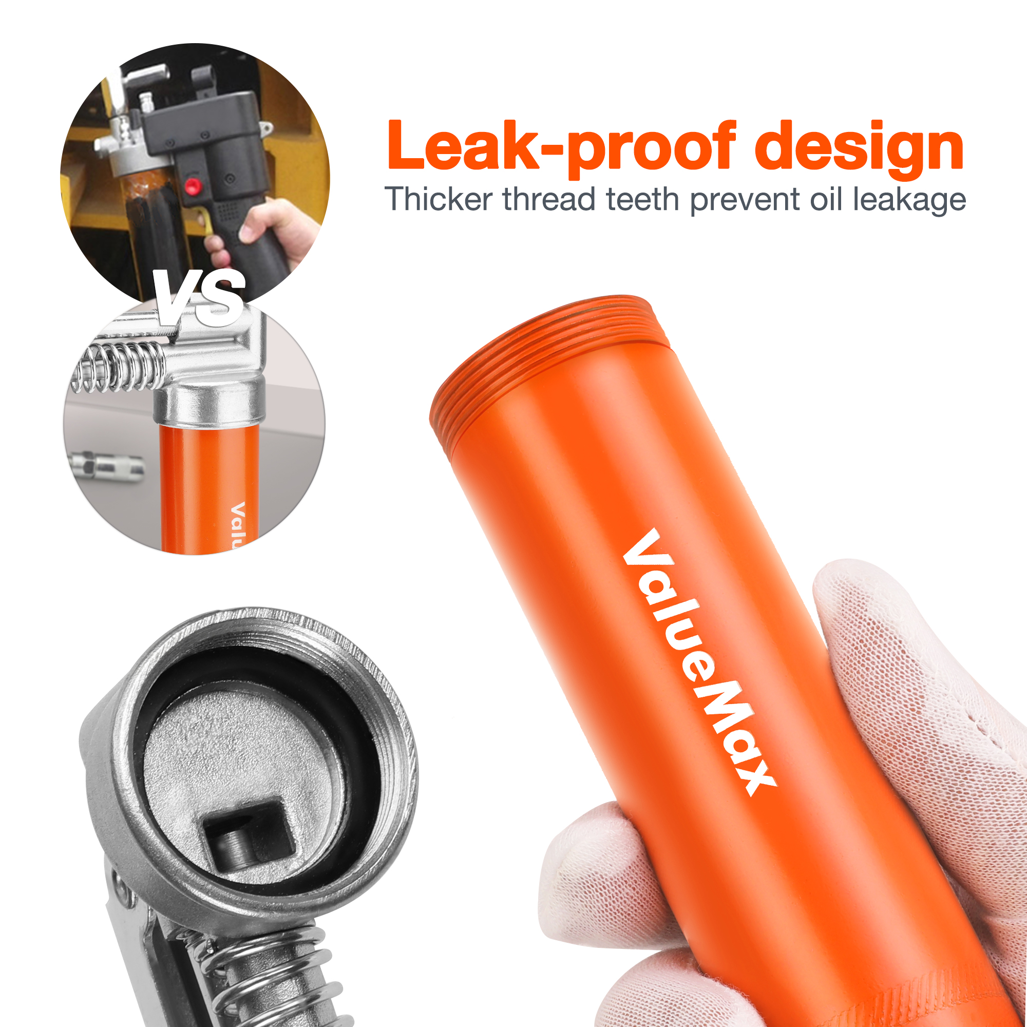 ValueMax 3500PSI Grease Gun Mini Pistol Grip Gun Set Syringe for Oil And Car Lubrication SUV Trucks with Flexible Extension Hose