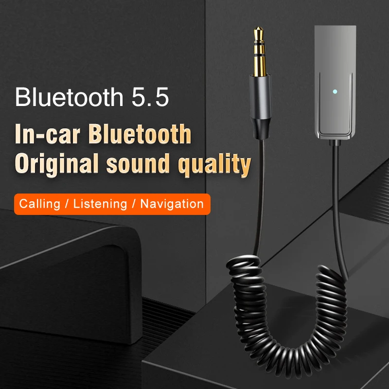 Nieuwe upgrades Bluetooth 5.5 autokit AUX audio-ontvanger USB naar 3,5 mm Hifi stereo muziek navigatie handsfree met microfoon draadloze adapter verzenden