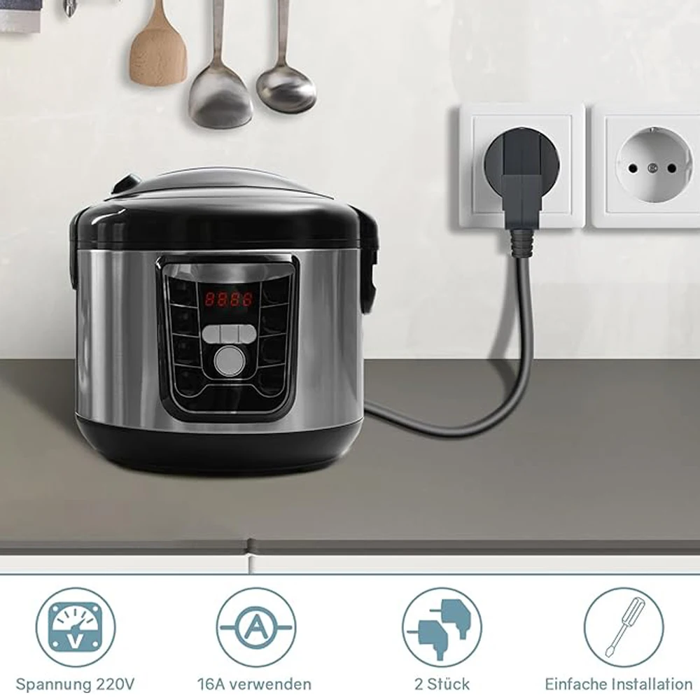 EU Plug Adapter 16A Male Replacement Outlets Rewireable Schuko Electeic Socket Euro Connector For Power Extension Cable