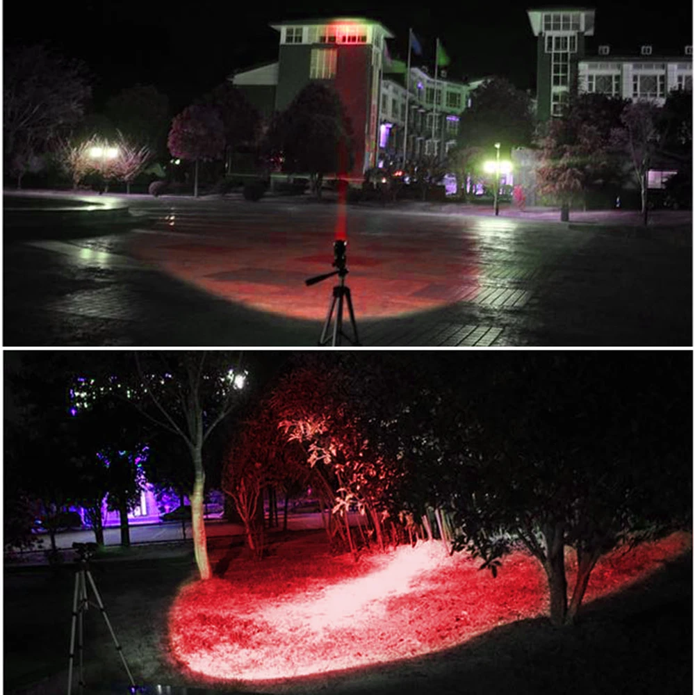 Linterna LED profesional para caza, luz verde/roja/blanca, juego de luces tácticas de explorador nocturno, luz de pez, antorcha recargable por USB