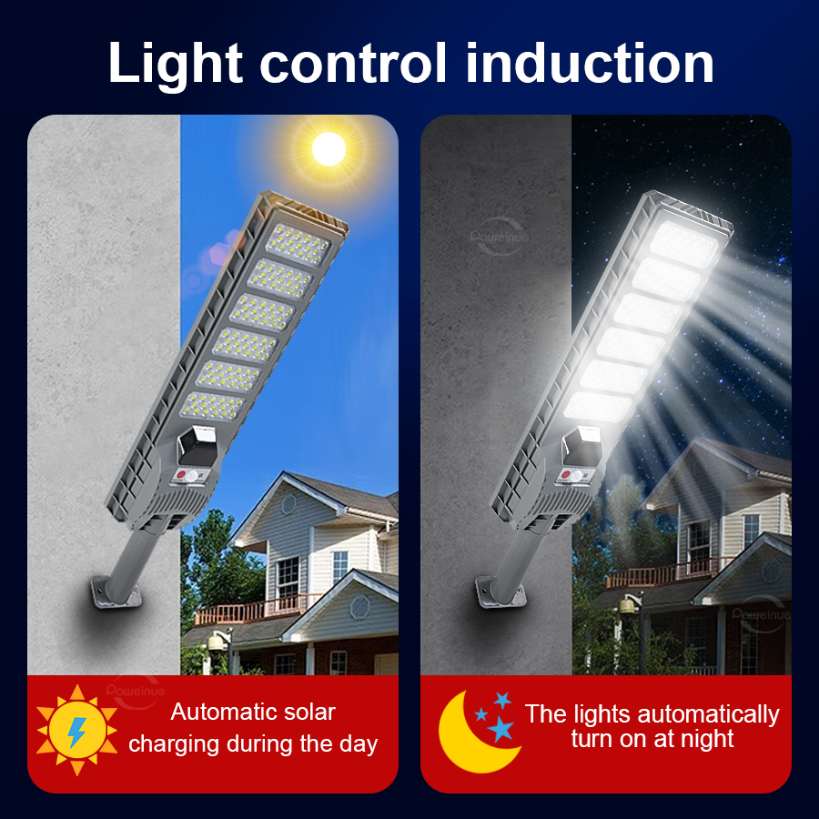 600W 20000LM Grande luce solare per lampada solare esterna Luce solare Sensore di movimento Luce Telecomando Impermeabile Lampada da parete per strada