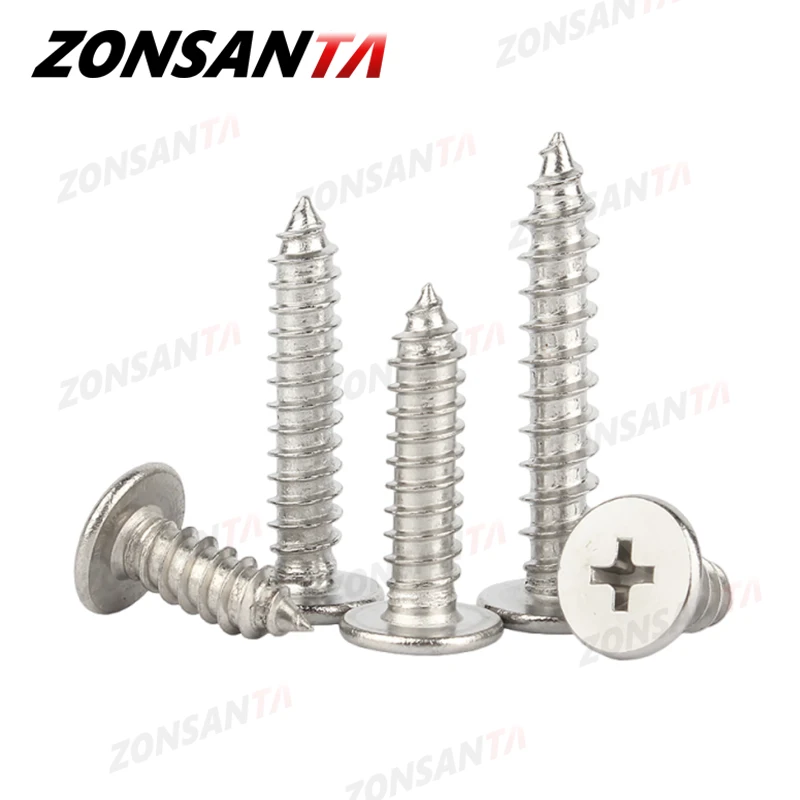 M2 M2.6 M3 M3.5 M4 M5 M6 Cross Phillips Ultra Thin Super Low Flat Wafer Head A2 304 Stainless Steel Self tapping Wood Screw