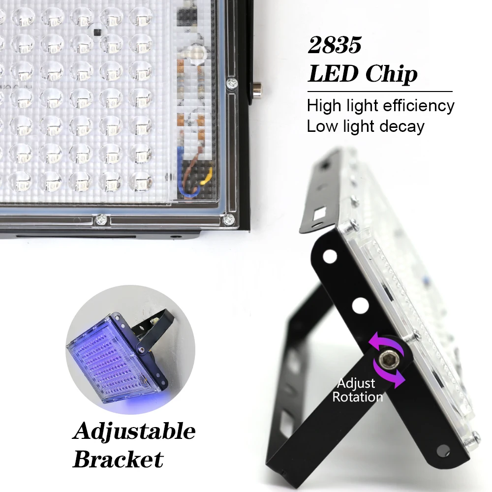 395nm UV LED ステージブラックライト紫外線 50 ワット 220V 効果ライトフラッド紫外線ランプ蛍光パーティーステージライトネオンバー
